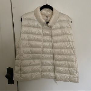UNIQLO - WHITE PUFFER DOWN VEST - XXL